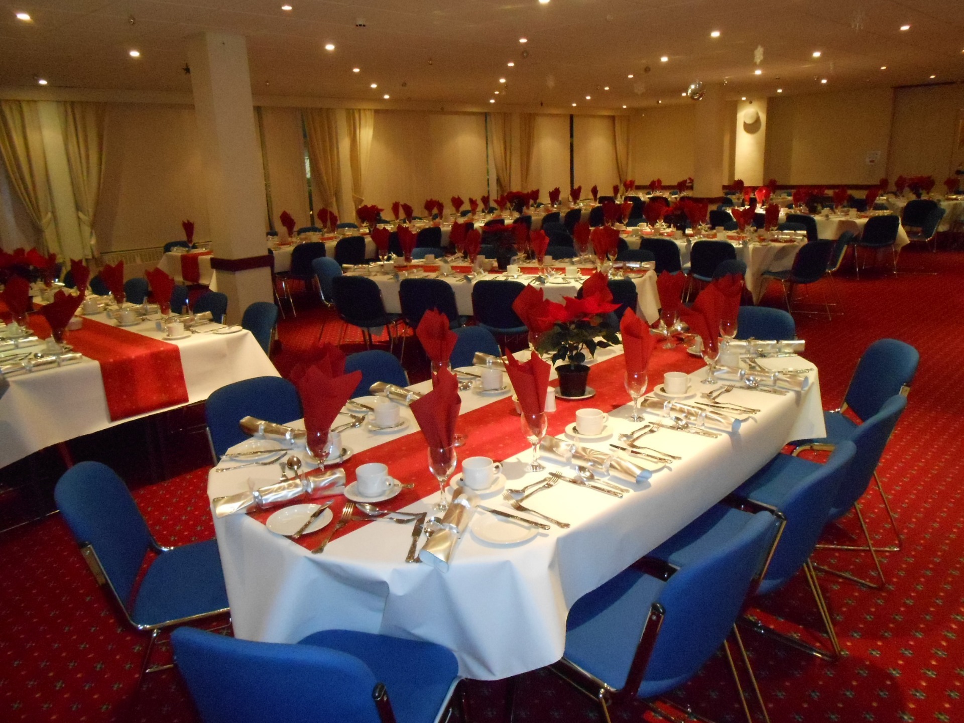 One of the dining room set ups at Imber court