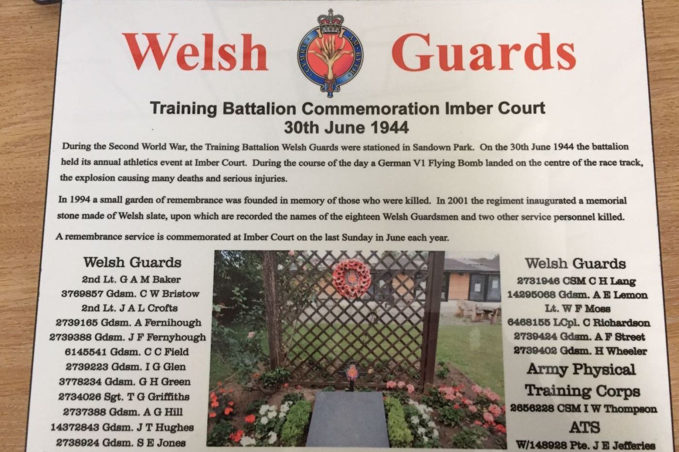 the welsh guards memorial at imber court