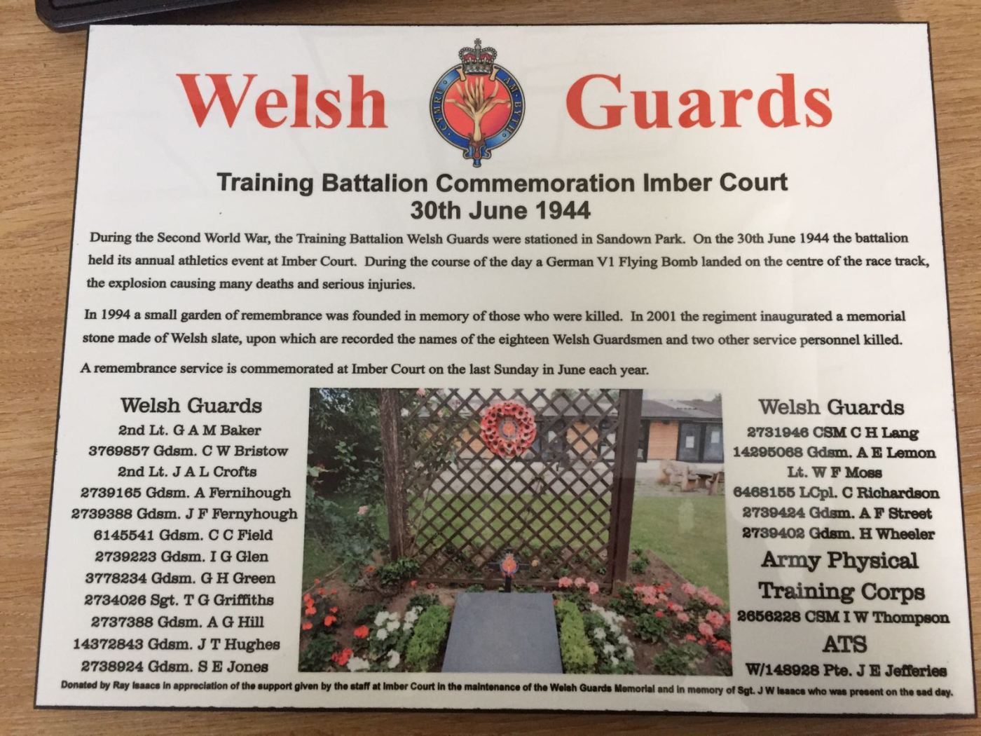 The Welsh Guards memorial at imber court