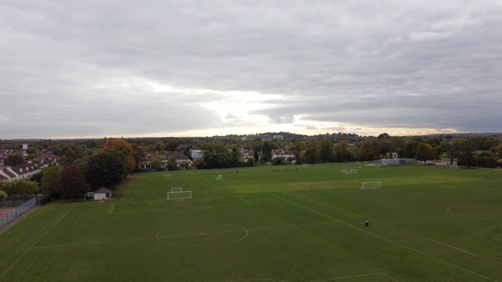 aerial views of the football pitches at imber court