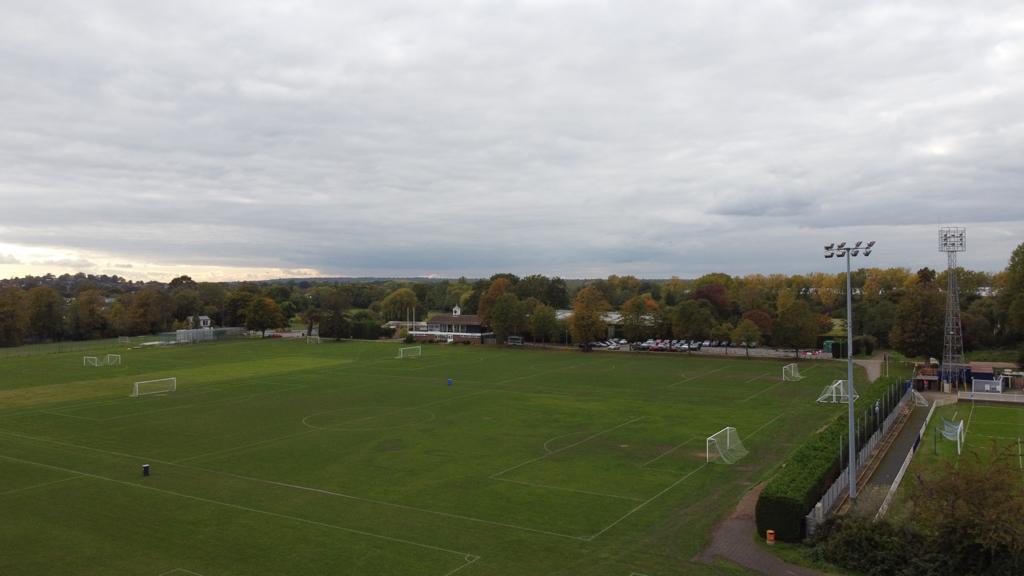 aerial views of the football pitches at imber court